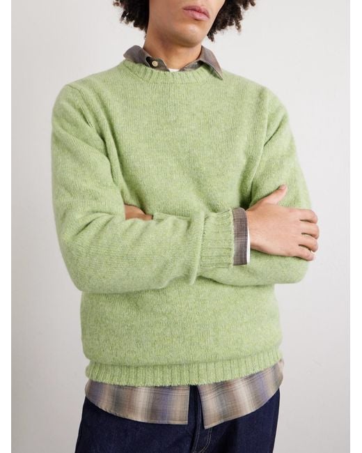 William Lockie Green Virgin Wool Sweater for men