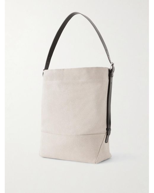 Lemaire Natural Leather-Trimmed Cotton-Canvas Tote Bag for men