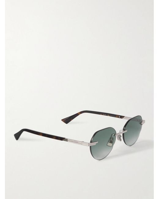 Bottega Veneta Green Rimless Round-Frame-Tone Sunglasses for men
