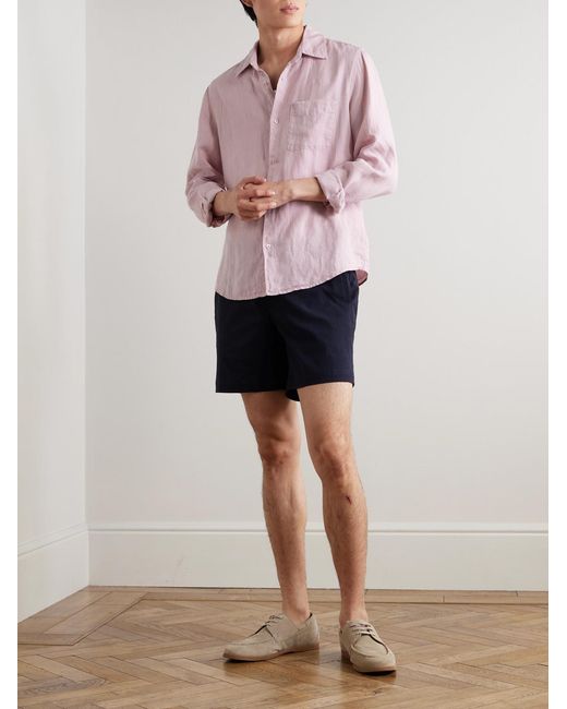 Mr P. Blue Straight-Leg Cotton-Blend Seersucker Shorts for men