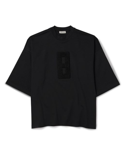 Fear Of God Black Oversized Bouclé-trimmed Jersey T-shirt for men