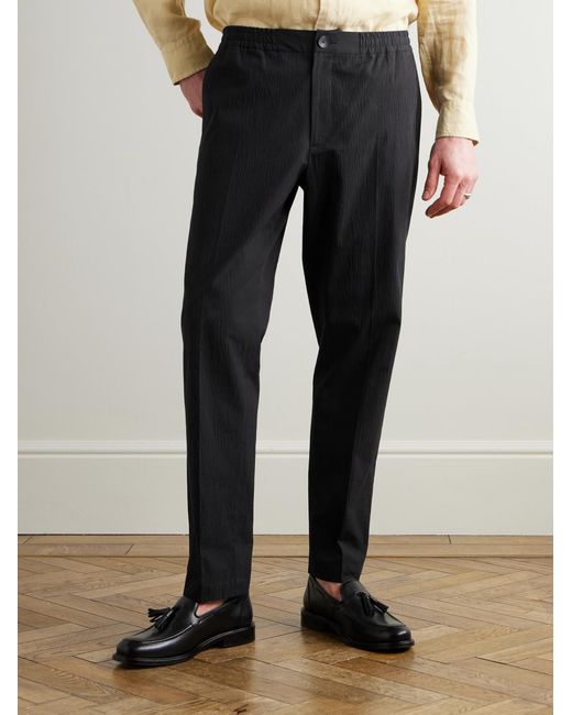 Mr P. Black James Tapered Stretch-Cotton Seersucker Suit Trousers for men