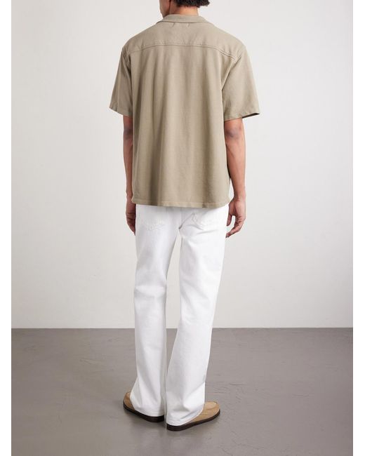 Les Tien Natural Camp-collar Garment-dyed Structured Piqué-jersey Cuban Shirt for men