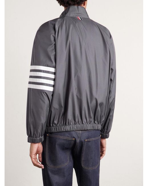 Thom Browne Gray Striped Ripstop Track Jacket for men