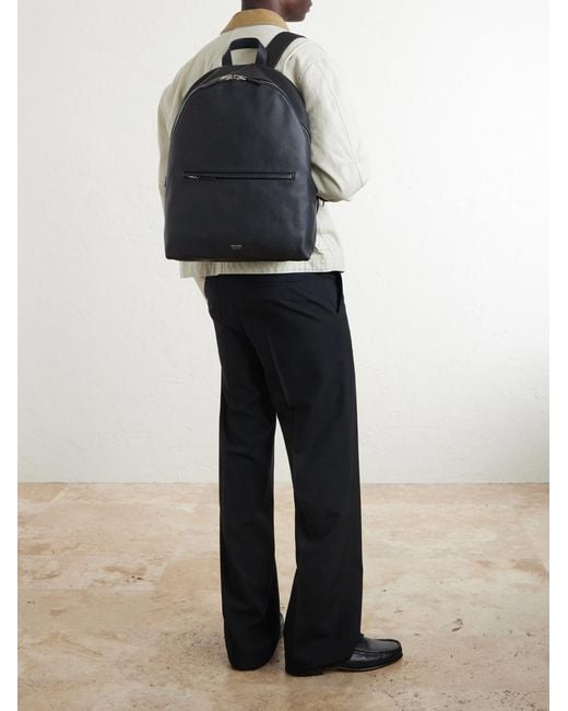 Tom Ford Black Full-Grain Leather Backpack for men