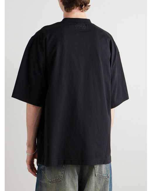 Vetements Blue Oversized Printed Cotton-jersey T-shirt for men