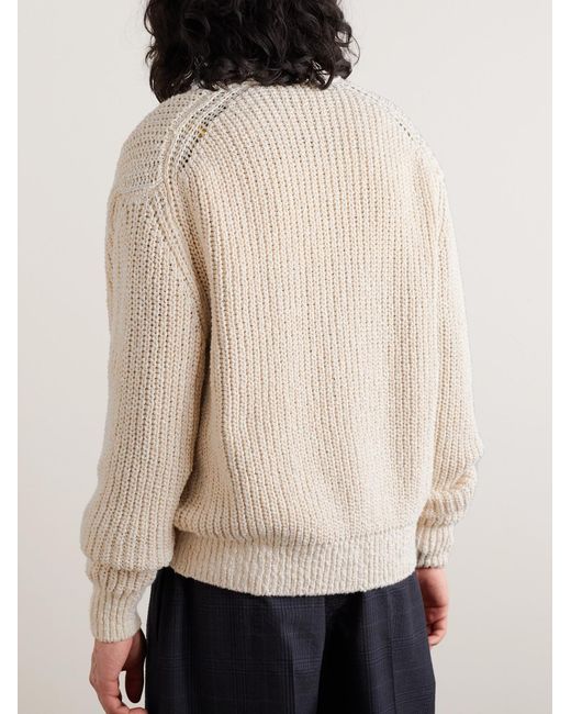 Lemaire Natural Ribbed Cotton Cardigan for men