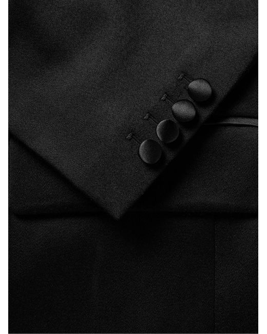 Bode Black Silk-Satin Trimmed Wool Barathea Tuxedo Jacket for men