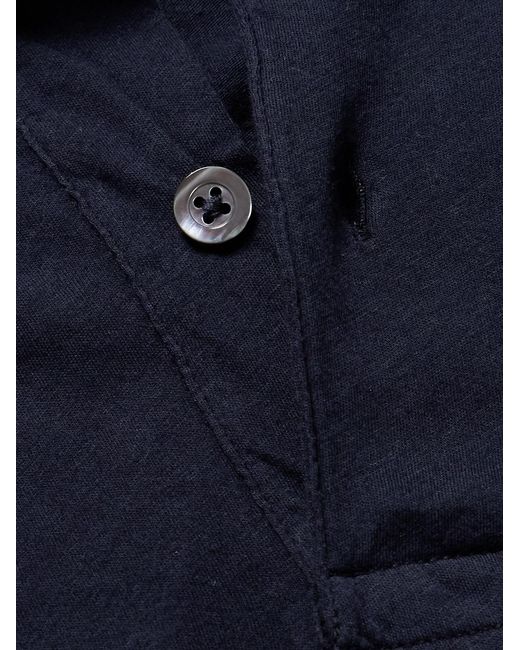 Hartford Blue Garment-dyed Cotton-jersey Polo Shirt for men