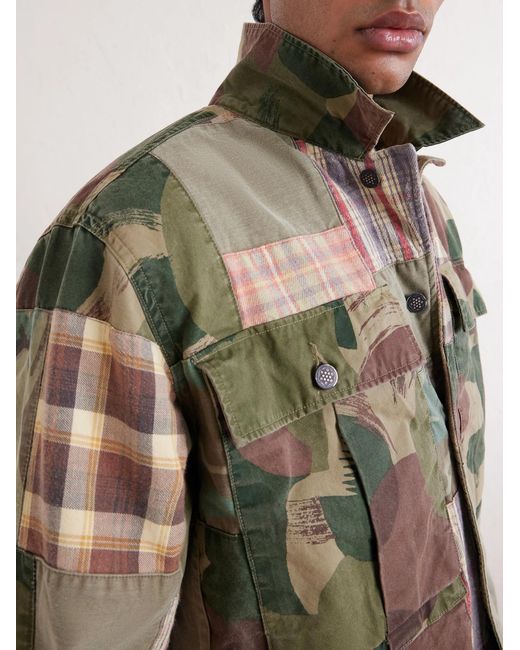 RRL Green Patchwork Cotton Shirt for men