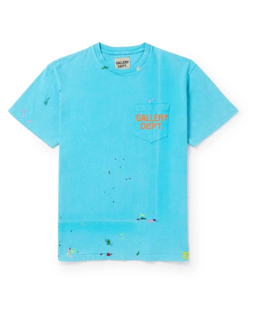 GALLERY DEPT. Blue Vintage Logo-print Paint-splattered Cotton-jersey T-shirt for men