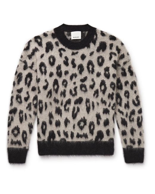 Isabel Marant Black Tevy Leopard-jacquard Brushed-knit Sweater for men