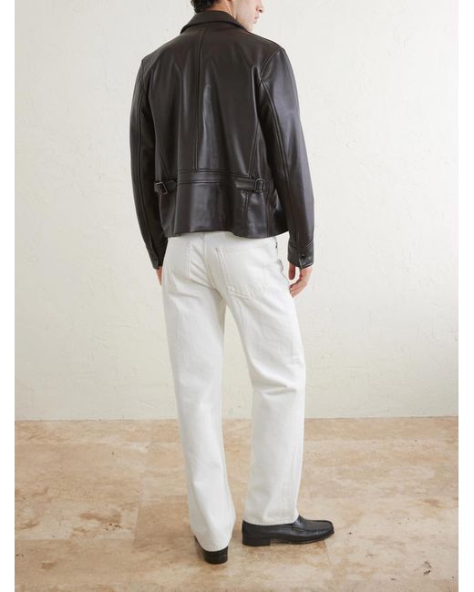 J. Mueser Gray Racer Leather Jacket for men