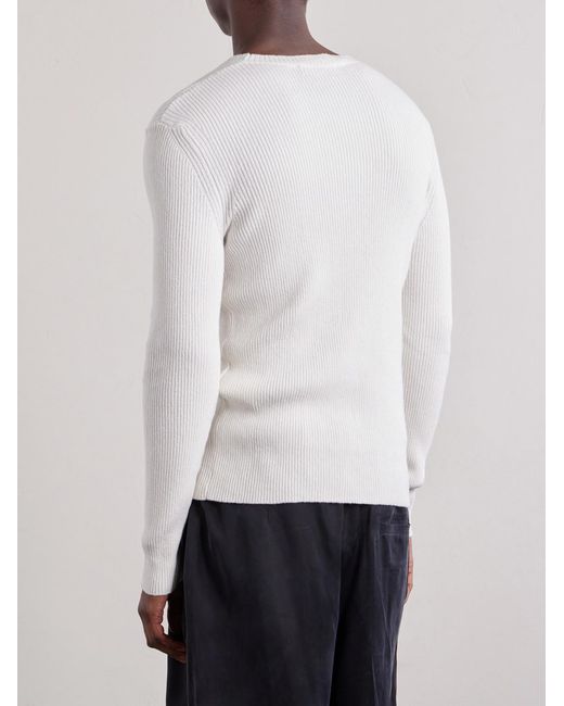 Our Legacy White Ribbed Knit Silk Sweater for men