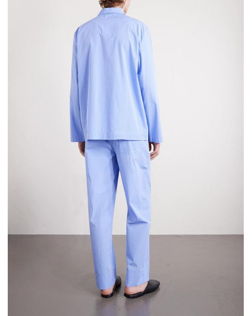 Tekla Blue Striped Organic Cotton-poplin Pyjama Trousers for men