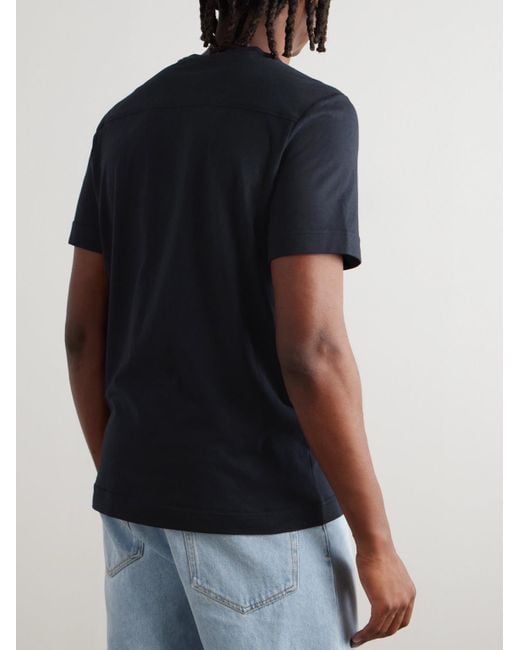 Moncler Blue Logo-Appliquéd Shell-Trimmed Cotton And Cashmere-Blend Jersey T-Shirt for men