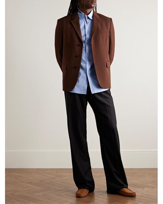 Valentino Garavani Blue Slim-Fit Striped Cotton Shirt for men