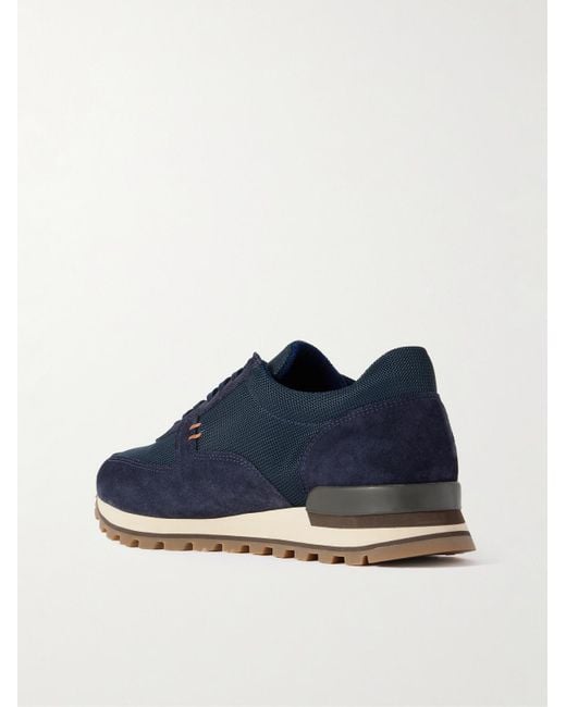 Mr P. Blue Carlos Suede And Mesh Sneakers for men