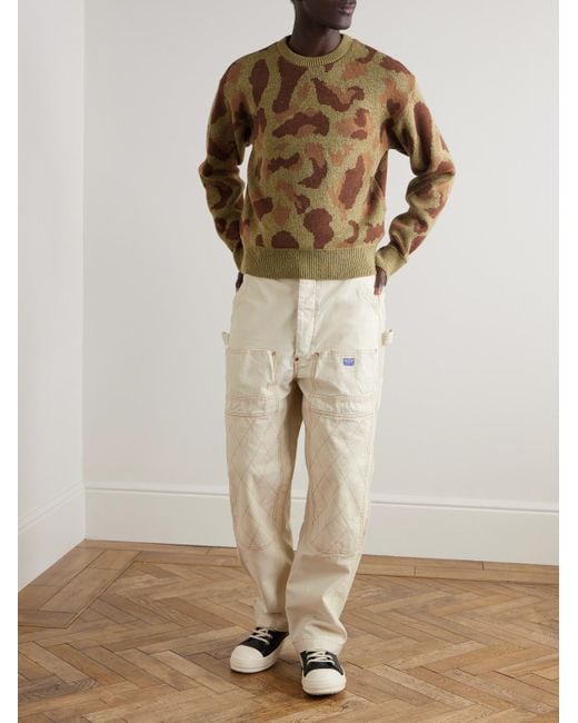 Kapital Natural Lumber Straight-Leg Embroidered Cotton-Canvas Cargo Trousers for men