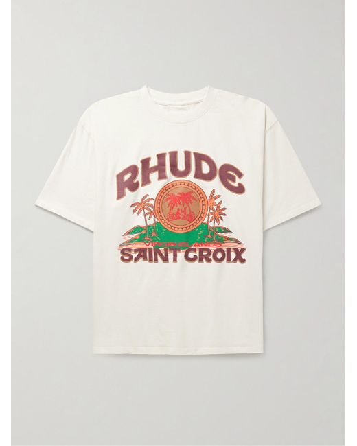 T-shirt in jersey di cotone con logo Saint Croix di Rhude in White da Uomo