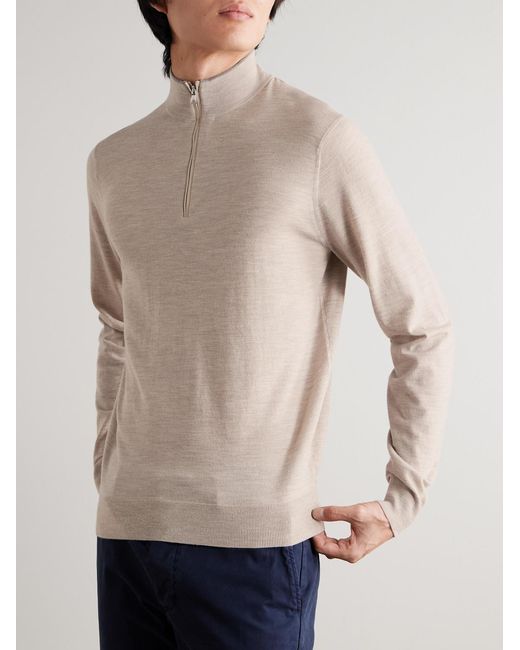 Peter Millar Natural Excursionist Flex Merino Wool-Blend Half-Zip Sweater for men