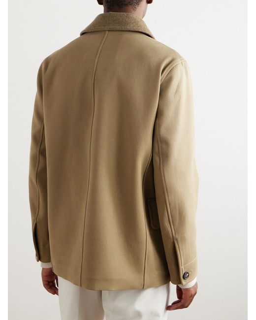 Loro Piana Natural Barth Caban Felt And Leather-Trimmed Cotton-Gabardine Jacket for men