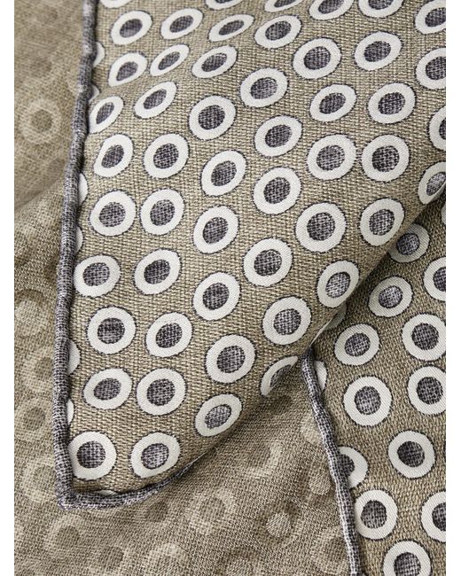 Brunello Cucinelli Gray Polka-dot Silk Pocket Square for men