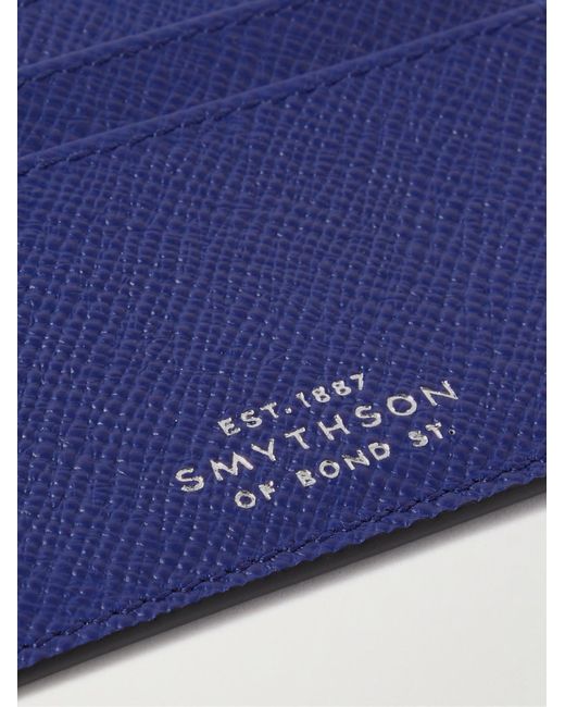 Portacarte in pelle a grana incrociata Panama di Smythson in Blue da Uomo