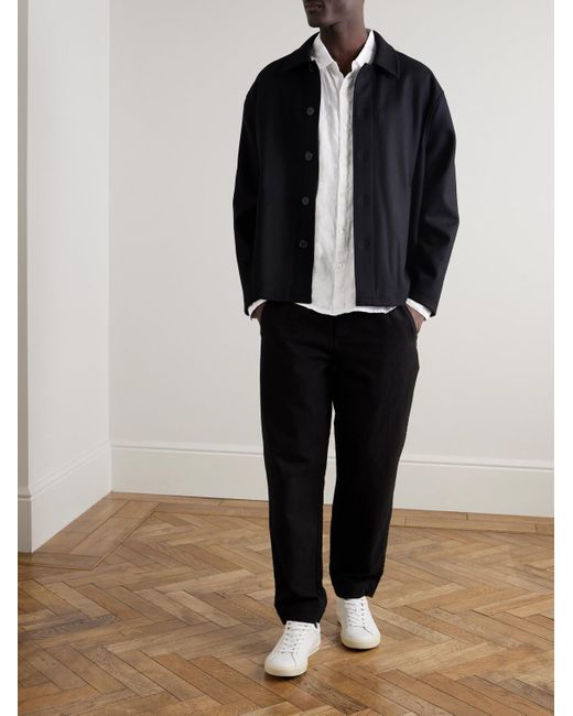 James Perse White Garment-Dyed Linen Shirt for men
