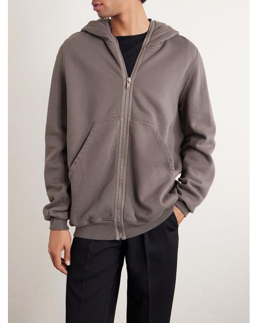 Rick Owens Gray Jumbo Cotton-Jersey Zip-Up Hoodie for men