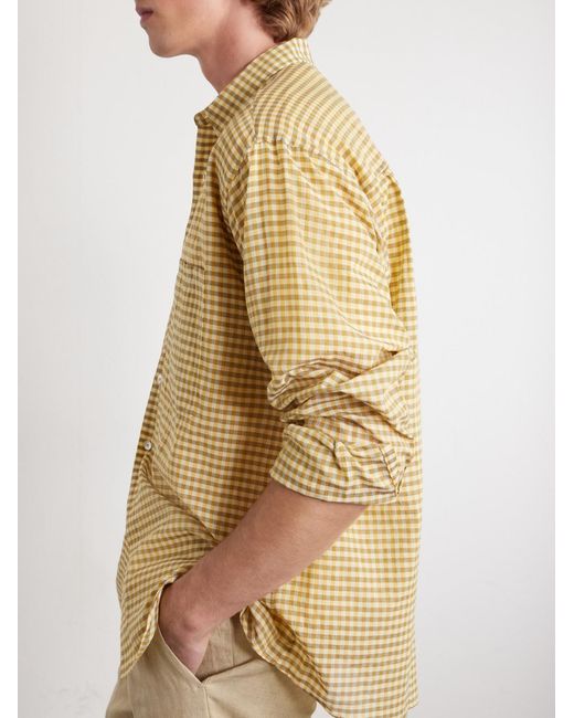 Auralee Natural Checked Cotton-Poplin Shirt for men