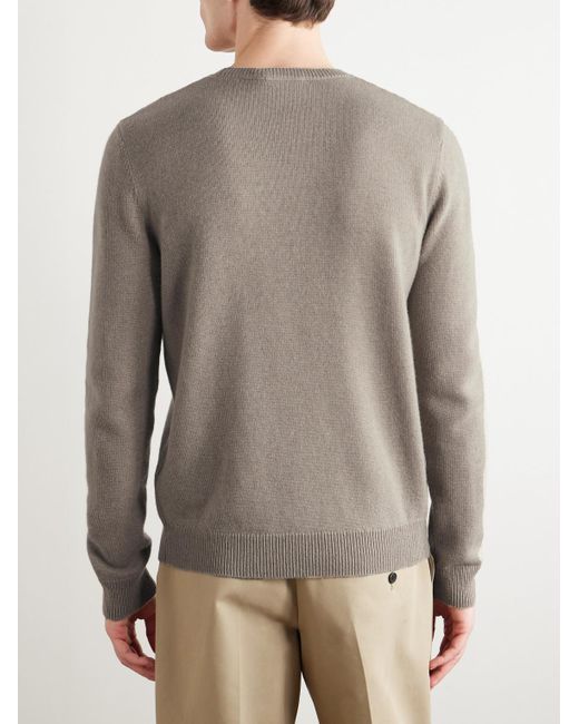 Ralph Lauren Purple Label Gray Appliquéd Intarsia Cashmere Sweater for men