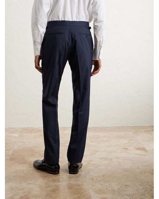 Tom Ford Blue Straight-Leg Super 120S Wool Suit Trousers for men