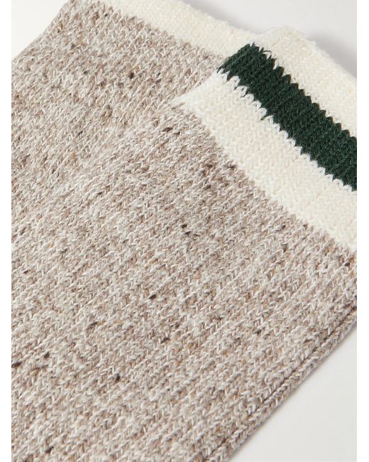 Beams Plus Natural Rag Pack Of Two Striped Ribbed Cotton-blend Socks for men