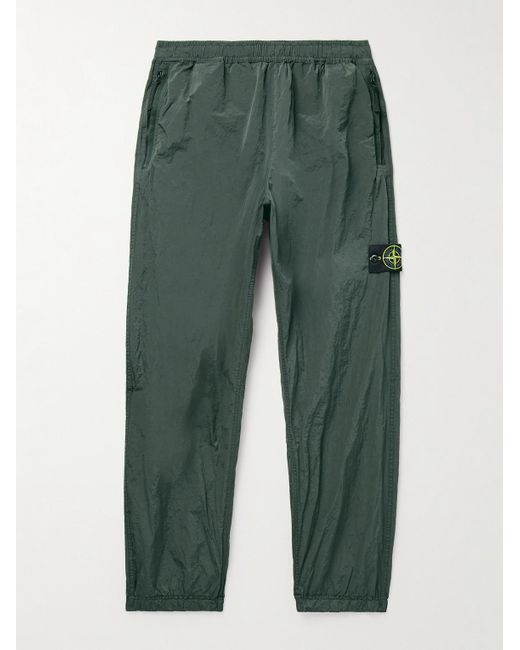 Stone Island Green Tapered Logo-appliquéd Econyl® Nylon Metal Trousers for men