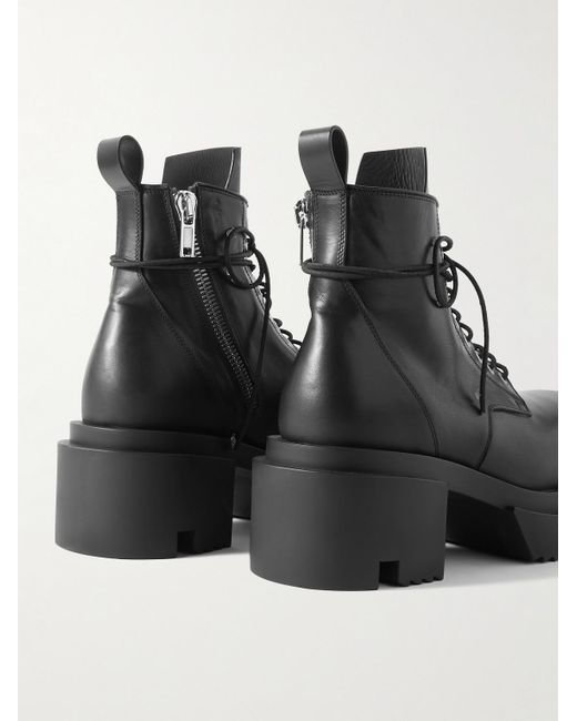 Rick Owens Black Low Army Bogun Platform Leather Boots for men