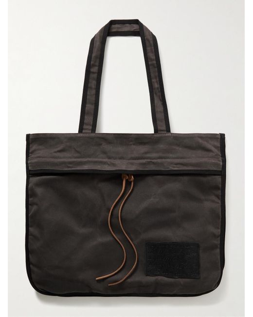Acne Black Andemer Logo-Appliquéd Waxed Cotton-Canvas Tote Bag for men