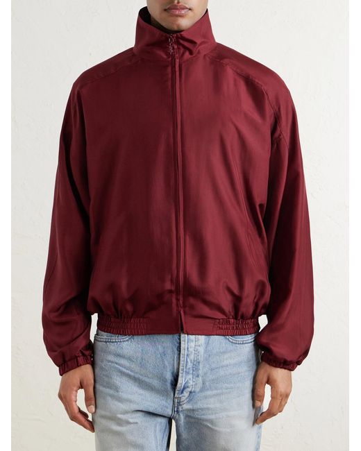 Saint Laurent Red Silk-Habotai Blouson Jacket for men