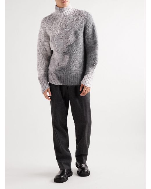 Zegna Gray Cashmere-Blend Rollneck Sweater for men