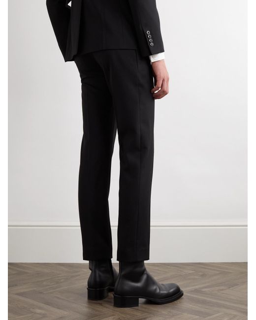 Alexander McQueen Black Slim-fit Pleated Wool-twill Trousers for men