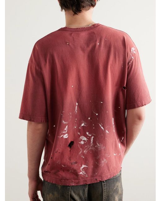 Neighborhood Savage Distressed Paint-Splattered Cotton-Jersey T-Shirt for men