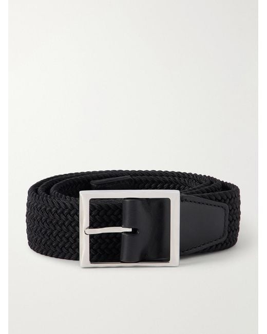 Berluti Black 3.8cm Leather-trimmed Braided Belt for men