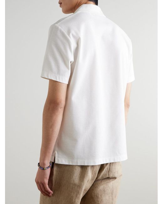 Sunspel White Convertible-Collar Cotton-Piqué Polo Shirt for men