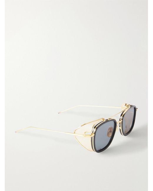 Thom Browne Metallic Round-Frame-Tone Titanium Sunglasses for men