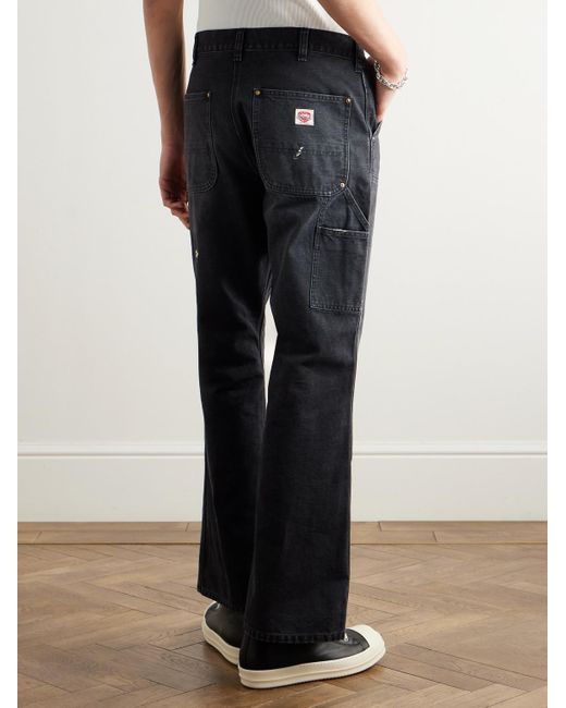 SAINT Mxxxxxx Double-Knee-Hose aus Baumwoll-Canvas mit Bootcut-Schnitt und Farbspritzern in Blue für Herren