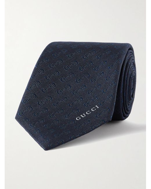 Cravatta in seta jacquard con Morsetto di Gucci in Blue da Uomo