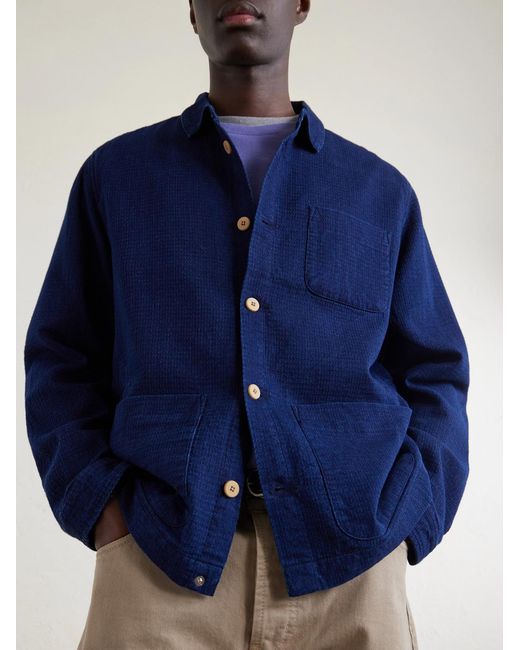 Folk Blue Assembly Checked Cotton Jacket for men