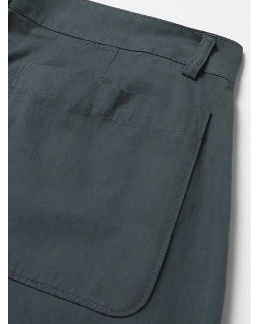 Folk Blue Anniversary Wide-Leg Pleated Cotton-Twill Trousers for men