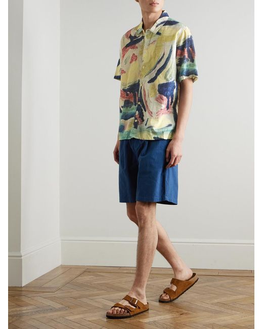 Folk Blue Assembly Wide-Leg Cotton-Blend Shorts for men