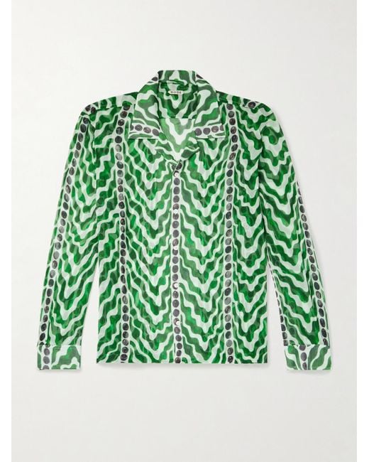Serpentine Printed Silk Shirt di Bode in Green da Uomo